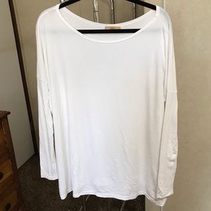 PIKO White Long Sleeve Round Neck Tunic